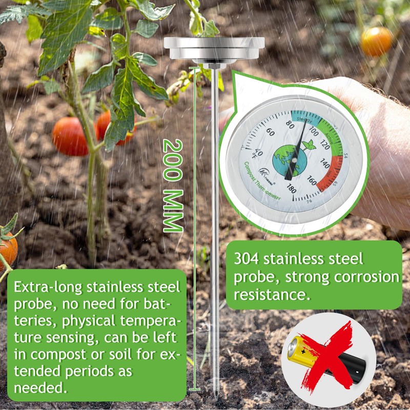 Precision Soil Thermometer - Essential Garden Tool for Accurate Temperature