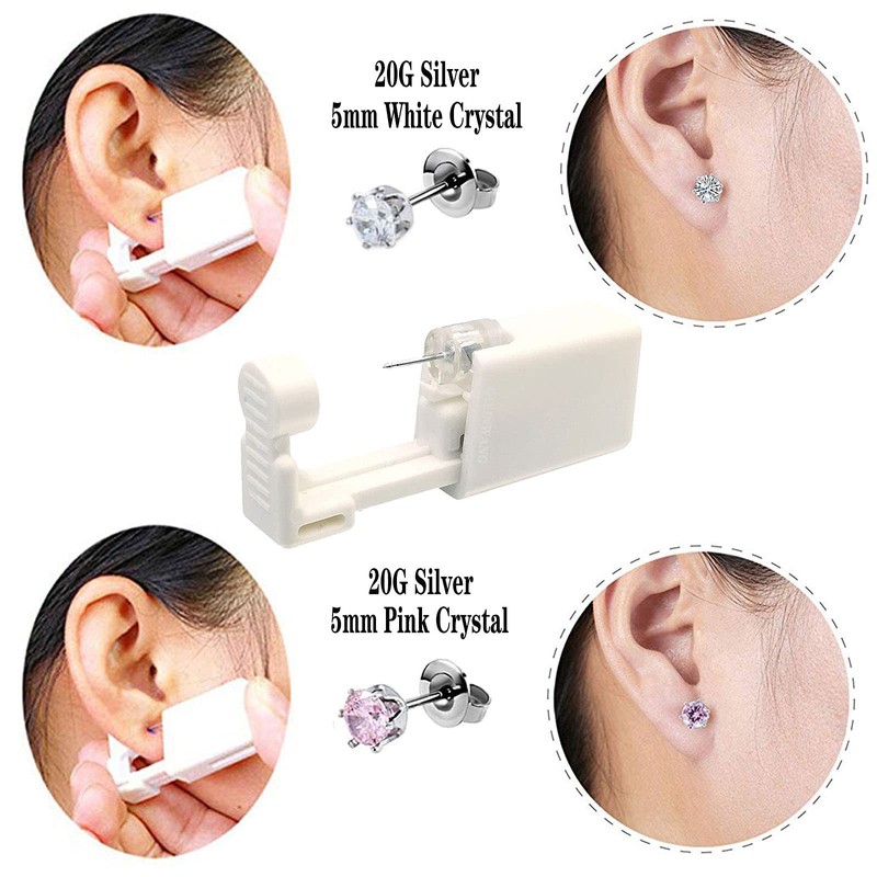 4 PCS Self Ear Piercing Gun Kit, Disposable Ear Piercing