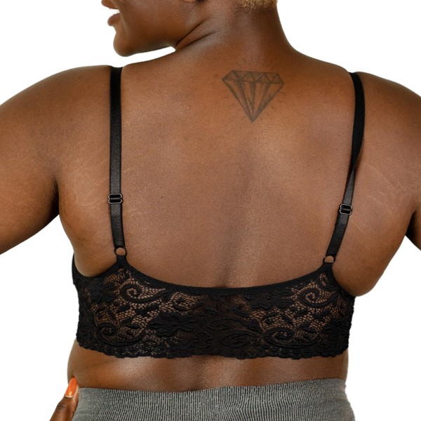 Coobie Seamless Lace Back Scoopneck Bra,(Black, One Size