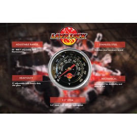 Black Face BBQ Grill Thermometer 50F-900F High Temp Range Heavy Duty Premium Quality Smoker Thermo 2 Inch or 3" with M8 or 1/2 NPT Thread (Top Mount, 3 in. Face, 2.5 in. Stem 1/2" NPT)