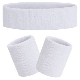 FACATH Striped Sweatband Set Sports Headband Bracelet Set Terry Cloth Wristband Sports Exercise Basketball Wristbands