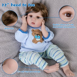 Aori 2.0 Newborn Baby Doll Boy - 22 Inches Boy Reborn Baby Dolls Newborn Soft Vinyl Alive Real Baby Doll Toy for Kids Age 3+
