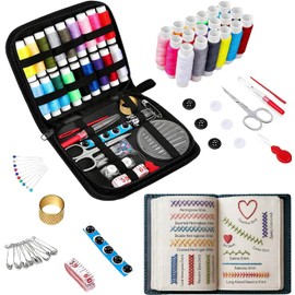 ZYYHAN 86PCS Portátil Kit de Bordado，Professional Sewing Kit，Kit de Bordado Para Principiantes，Incluye Paquetes de Costura + Libros de Costura，Kit de Bordado Antiestres (gris)