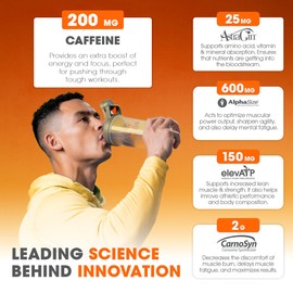 The Genius Brand Genius Energized Pre Workout Powder C Caffeine Infused Pre-Workout Booster Supplement with Beta Alanine & Alpha GPC, No Artificial Sweeteners or Dyes - 200mg Caffeine, 20 Servings, Sour Peach Rings