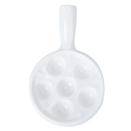 Snail Pan with Ergonomic Handles, 6 Holes, Ceramic Baking Mould for Oven, Stackable and Easy to Clean, Ideal for Home and Restaurant, White