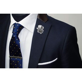 Flairs New York Premium Handmade Enamel Lapel Pin Brooch Badge (Day of the Dead Rose Silver, 1 Pin)