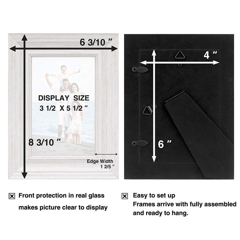 LaVie Home 4x6 Picture Frames (3 Pack, White) Rustic Photo