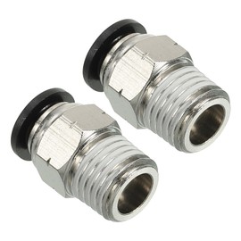 PATIKIL 8mm x 1/4"NPT Male Thread Push to Connect Fittings, 2 Pack Straight Quick Connect Fittings Pneumatic Air Line Fittings Joint Tube Fitting for Air Water