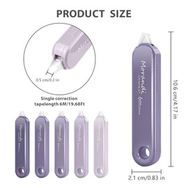 Valtiner 5-Piece Correction Tapes, Aesthetic Cute White Pull Out Tape, Quick Dry, Instant Correct, Easy to Use for School Office Supplies (Purple)