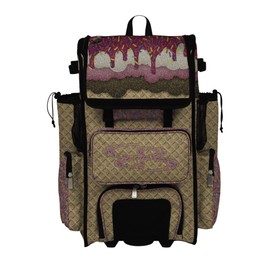 Boombah Rolling Superpack Baseball/Softball Gear Bag - Telescopic Handle - Holds 4 Bats - Wheeled Version - Ice Cream Neapolitan Glitter Multi