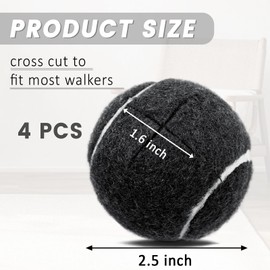 Tennis Balls For Walkers Pre Cut 4pcs Walker Tennis Balls Precut For Seniors, Pre-Cut Ball For Walker Feet And Chair Legs, Universal Walker Glides Ball For Floor Protection, Fits Most Legs (Black)