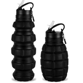 QiCheng&LYS Collapsible Water Bottle Sports Bottle 19.5OZ/580ml Travel Water Bottle for men women kids. BPA Free Food Grade Silicone. (Black)