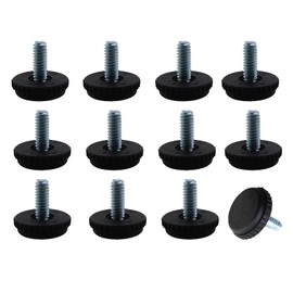 CXMTECH 12PCS 1/4 Inch Threaded Table/Chair Leg Leveler Adjustable Flat Foot Pads Glide Screws Furniture Accessories Suitable for Benches Bed Cabinet Dressers