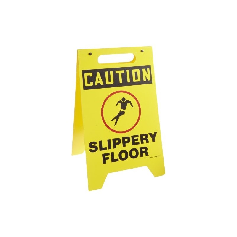 Accuform MF105 Plastic Free-Standing Fold-Ups Floor Sign,"Caution Slippery Floor" with