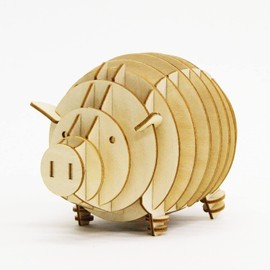 ki-gu-mi Piggy Bank - Wooden 3D Puzzle, Fun for Adults and Elementary School Students, DIY Crafting Kit, Educational Toy for Boys and Girls, 3D Art, Great Gift for Adults
