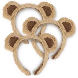 LNQ LUNIQI Animal Ears Headbands, Pack of 3 Funny Headwear, Bear Ears, Animal Bear Ears, Headband, Cosmetic Headbands for Theme Party, Cosplay Accessories, Light Brown