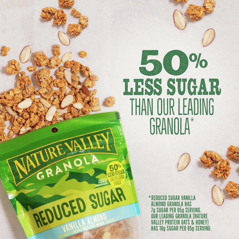 Nature Valley Vanilla Almond Reduced Sugar Granola, 11 OZ Bag