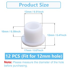 12 PCS Bathtub Jet Covers Silicone Hole Plug White Tube Plugs Waterproof Bathtub Plug Fit for 12mm Bathtub Hole