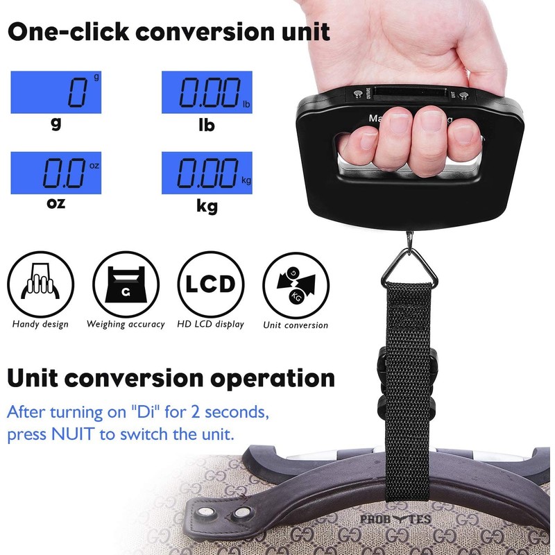 ProBytes Digital Luggage Weighing Scale - Precise Measurement, 10 Grams