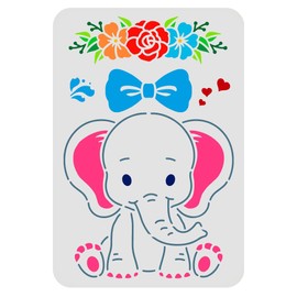 FINGERINSPIRE Baby Elephant Stencil 29.7 x 21 cm Cute Baby Elephant Painting Stencil for DIY Elephants Reusable Plastic Stencil for Painting on Wooden Tiles Paper Fabric Floor Wall