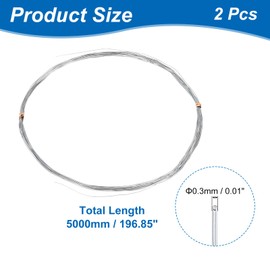 uxcell 2Pcs Zinc Wire, 99.995% High Purity Solid Zinc Bar 0.01"(0.3mm) Dia 196 7/8"(5000mm) Length Zinc Metal Rod Anode Good Conductivity for Scientific Experiment Research DIY Craft