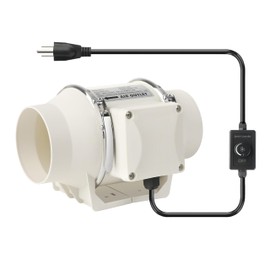 4 Inch Duct Inline Pressurization Ventilation Exhaust Fan with Speed Controller 282 CFM Duct Intake High Efficiency Air Copper Motor for Bathroom Grow Tents Hydroponics