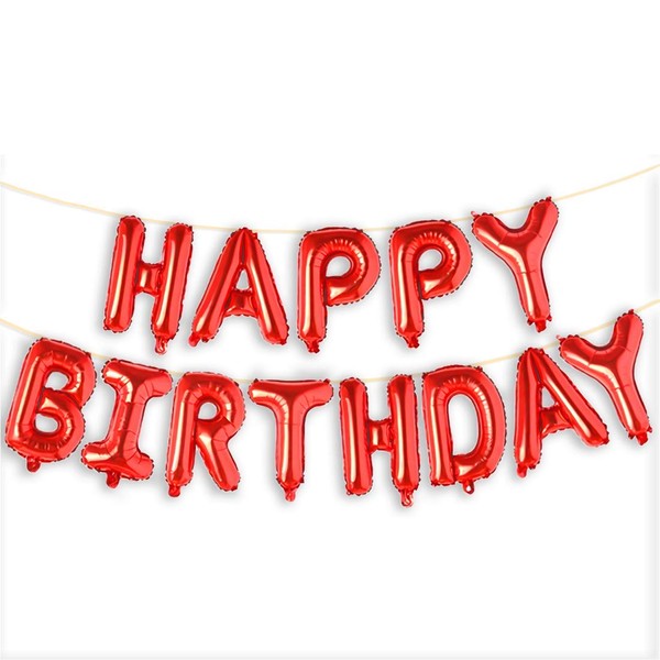 16 Inch Red Happy Birthday Balloons Banner, Aluminum Foil Letters Balloons for Birthday Decorations Party Supplies