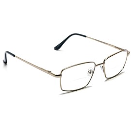 SAMBA SHADES Bifocal Grey Metal Rectangle Readers Clear Lens Magnification Rx Reading Glasses +2.00