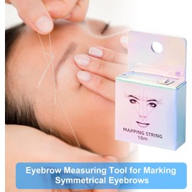 Eacam Suministros de Microblading, Tinta Semipermanente para Tatuajes de Cejas con Colores Negro, y Marrón, Hilo Nailon 10 Metros para Posicionamiento Preciso y Marca