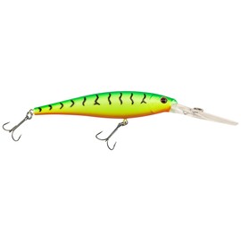 Berkley Flicker Minnow Fishing Lure, Firetiger, 1/2 oz, 4 1/2in | 11cm Crankbaits, Realistic Minnow Profile, Sharp Dive Curve Gets to Fish Quickly, Equipped with Fusion19 Hook