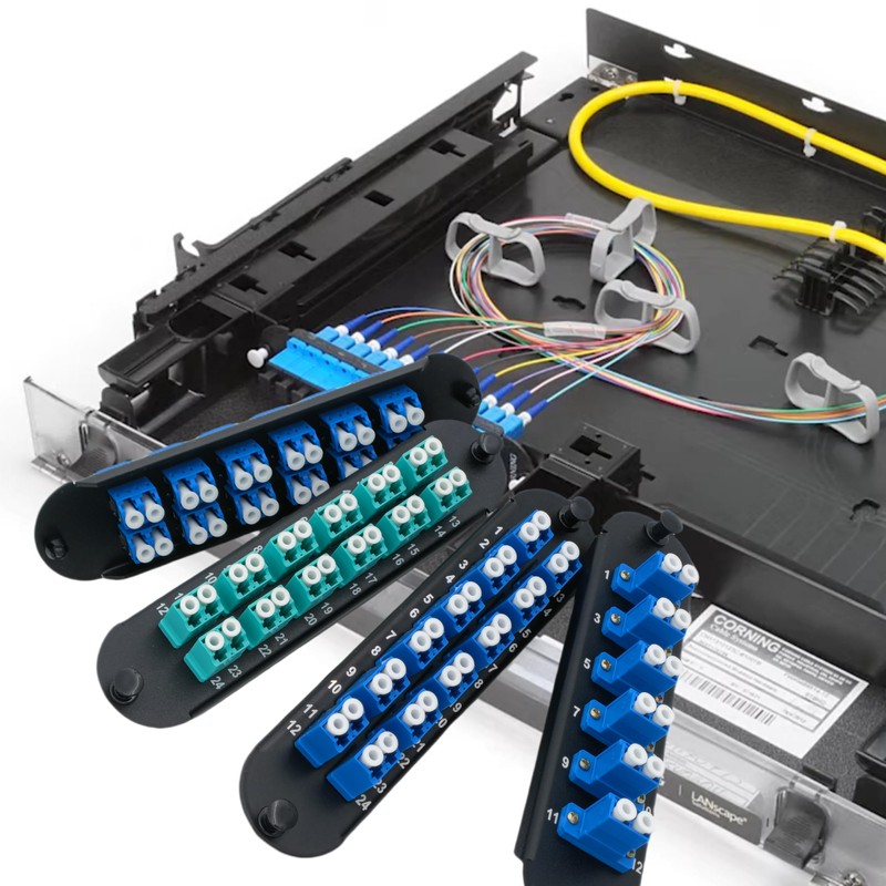 Fiber Optic Hardware Adapter Panel with LC Duplex MM OM3