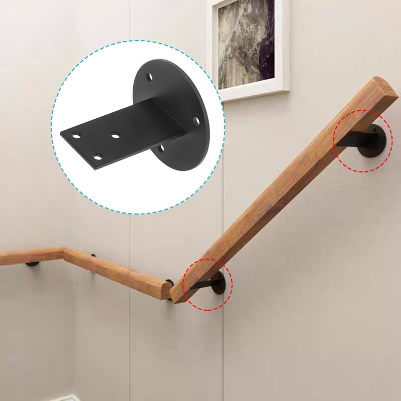 OTTFF 8 Pack Black Stair Handrail Bracket for Square Wood