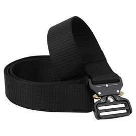 Trimming Shop Black Tactical Quick Release Work Belt, Heavy Duty, Length 125 cm, Adjustable Belt, Military-Style Polyester Webbing Belt for Hiking, Outdoor Sports, Casual Daily Use