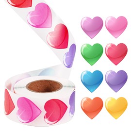 2.5 cm Heart Sticker Perforated Roll Valentine Sticker 8 Colours Small Heart Stickers for Children's Envelopes Heart Sticker Mini Incentive Sticker for Scrapbooking Wedding