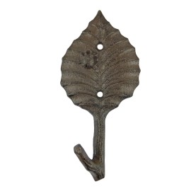 Unbranded Cast Iron Leaf Wall Hook With Beetle Key Towel Coat Hanger Rustic Antique Brown