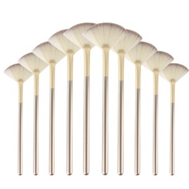 10-Pack Ultra Soft Fan Brushes for Facials - Professional Facial Applicator Makeup Brushes with Ergonomic Wooden Handle for Mask, Mud, Cream, and Makeup Blending - for Estheticians and Artists