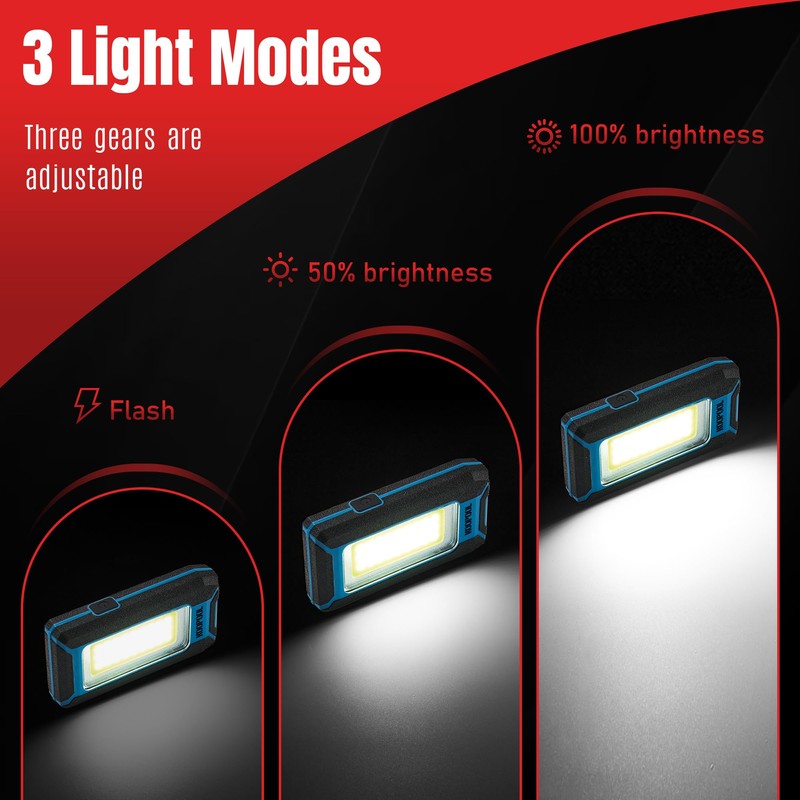 2-pack Magnetic Work Light, Rechargeable LED Flashlight, Portable Lights, 40w