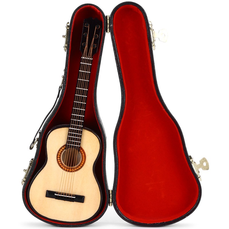 Miniature Wooden Classical Guitar Model with Stand Musical Instrument Ornaments
