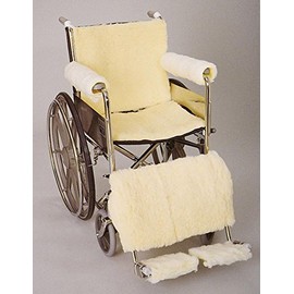 Skil-Care Sheepskin Wheelchair Full Armrest Pads, 15" L, Synthetic Sheepskin Cover for Comfort and Pressure Relief, Universal Fit for Standard Full Arm Wheelchairs, 703010