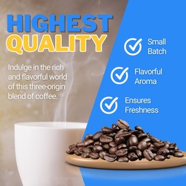 Coffee Treasures In A Box Kian's Blend 100% Arabica Coffee Beans, Whole Bean Medium Roast, Locally Small Batch Roasted In The USA