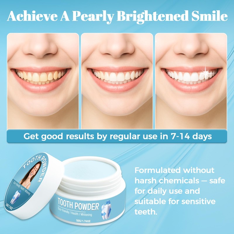 Teeth Whitening Powder, Enamel Safe, Non Peroxide Charcoal Formula, Gentle