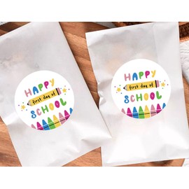 120Pcs Happy First Day of School -Back to School Stickers, Teacher, and Welcome Back Labels - School Supplies and Classroom Decorations