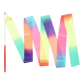 BESTOYARD Junior Ribbon Dance Ribbon Gym Rhythmic Gymnastics Art Kids Dance Ribbon Sports Outdoor Toys Gymnastics Equipment Rainbow (2mx0.05m, Colorful)