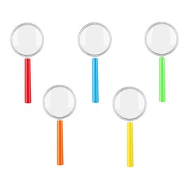 WeddHuis Pack of 5 Children's Magnifiers, Mini Magnifying Glasses Toy Plastic Hand Magnifier Children's Birthday Party Bags for Home School Outdoor (Mix Colours)