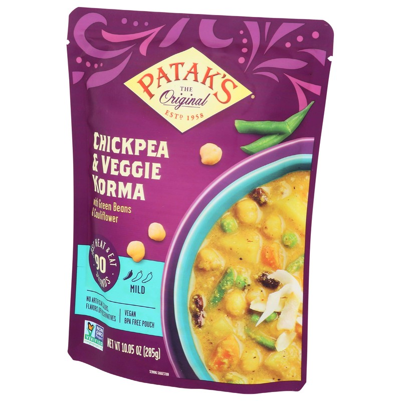 Patak's Chickpeas and Veggie Korma Ready To Heat Curry, 10.05