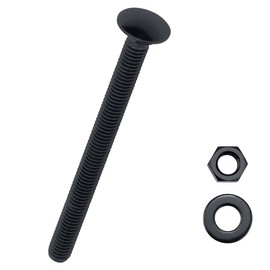 1/2-13 x 4 Black Carriage Bolts with Nuts and Washers Kits (6 Sets), 304 Stainless Steel 18/8, Black Finish, Round Head, Square Neck, Heavy Duty Bolts, Indoor Outdoor Fastening Bolts, Fayeploo