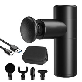 HUALEI-V Portable Mini Massage Gun,Handheld Fascia Gun deep Tissue Muscles Relax Massage Instrument,4gear Adjustable,4massage Heads,EVA Storage Bag.