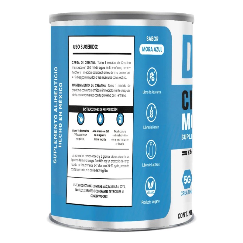 Creatina Monohidratada 250g D-mon Varios Sabores Mora Azul