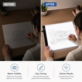 Portable LED Tracing Light Pad for Drawing – USB-Powered Copy Board with 3-Level Brightness, Touch Control and Magnetic Paper Holders