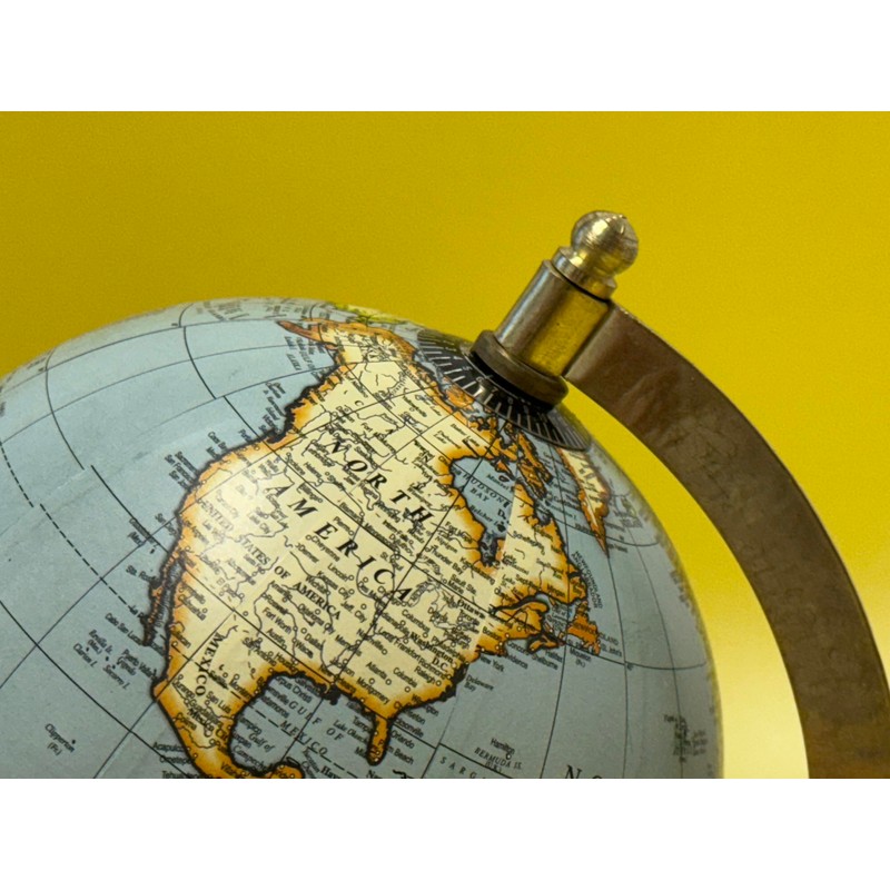 EXERZ GF23 13cm Light Blue Antique Globe with Wooden Base